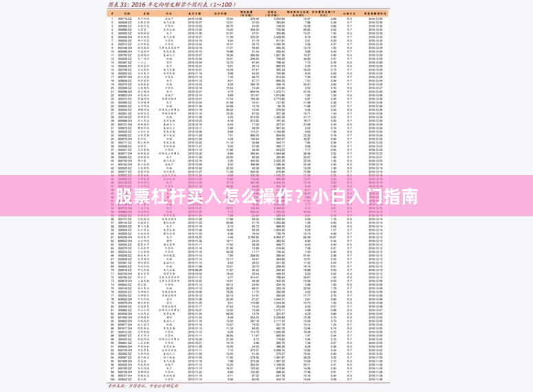 股票杠杆买入怎么操作？小白入门指南